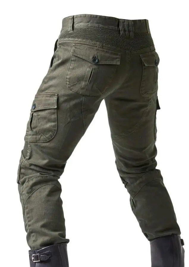 Motorcycle riding pants men's summer locomotive anti-drop knight equipment four seasons elastic denim army green racing pants Motorcycle riding pants men's summer locomotive anti-drop knight equipment four seasons elastic denim army green racing pants