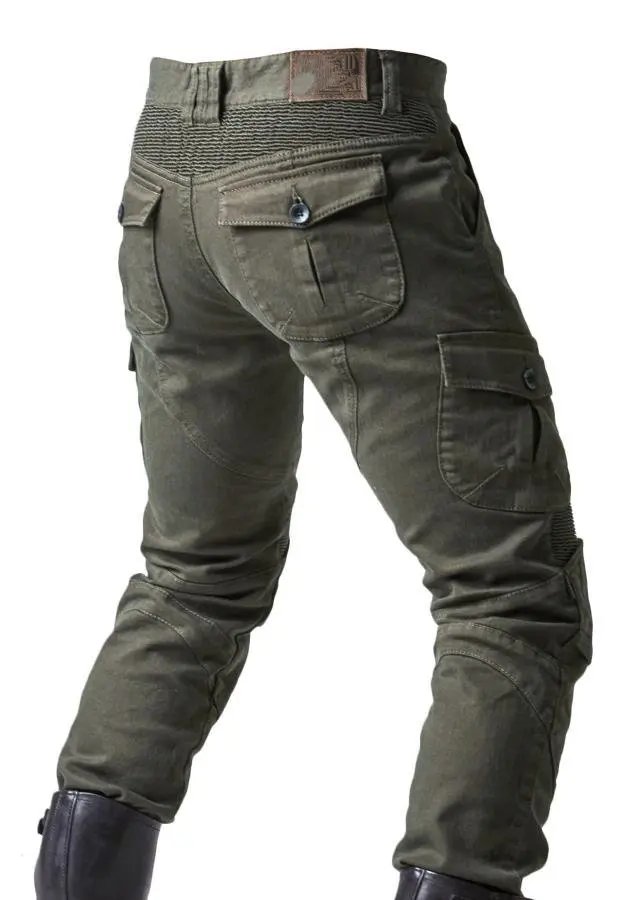 Motorcycle riding pants men's summer locomotive anti-drop knight equipment four seasons elastic denim army green racing pants Motorcycle riding pants men's summer locomotive anti-drop knight equipment four seasons elastic denim army green racing pants