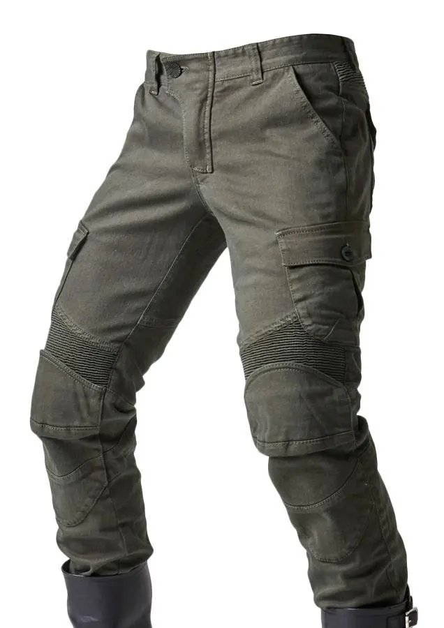 Motorcycle riding pants men's summer locomotive anti-drop knight equipment four seasons elastic denim army green racing pants Motorcycle riding pants men's summer locomotive anti-drop knight equipment four seasons elastic denim army green racing pants