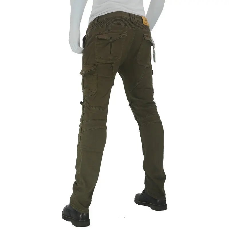 Motorcycle riding pants men's summer locomotive anti-drop knight equipment four seasons elastic denim army green racing pants Motorcycle riding pants men's summer locomotive anti-drop knight equipment four seasons elastic denim army green racing pants
