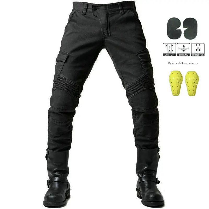 Motorcycle riding pants men's summer locomotive anti-drop knight equipment four seasons elastic denim army green racing pants Motorcycle riding pants men's summer locomotive anti-drop knight equipment four seasons elastic denim army green racing pants