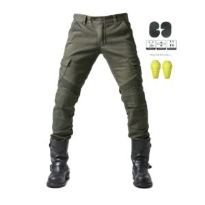 Motorcycle riding pants menās summer locomotive anti-drop knight equipment four seasons elastic denim army green racing pants