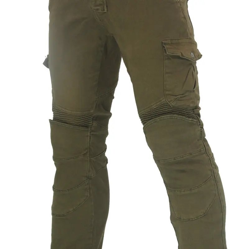 Motorcycle riding pants men's summer locomotive anti-drop knight equipment four seasons elastic denim army green racing pants Motorcycle riding pants men's summer locomotive anti-drop knight equipment four seasons elastic denim army green racing pants