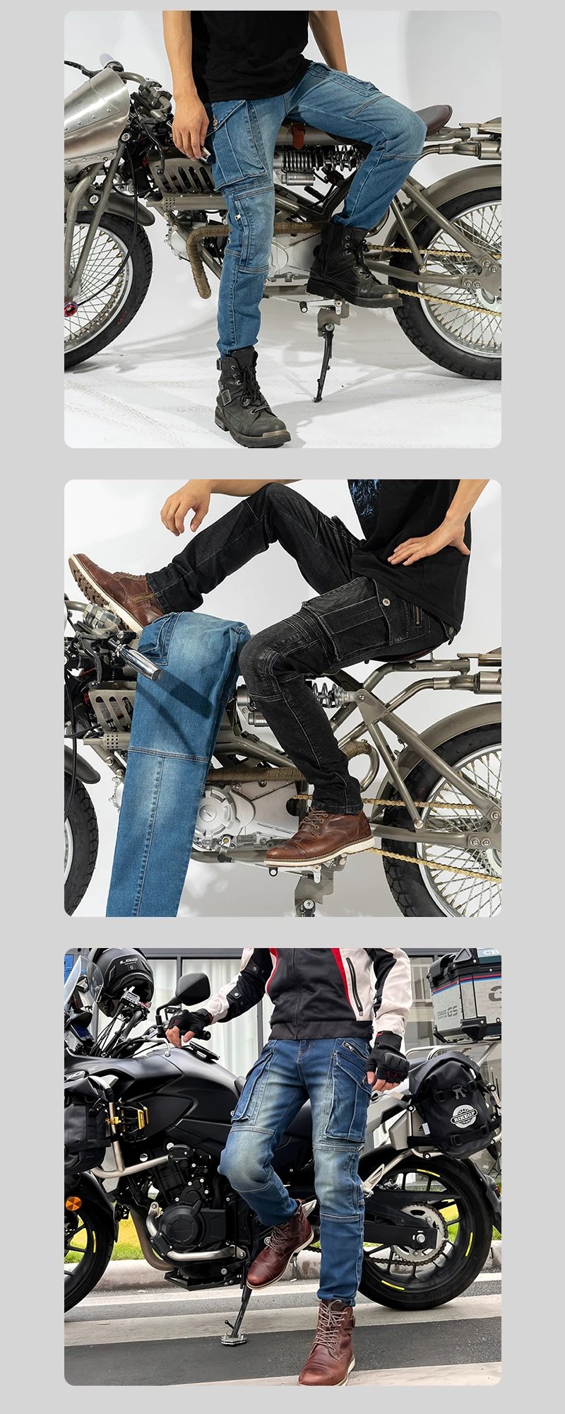 Moto Jeans Motorcycle Pants Protective Gear Trousers With Protect Gears Summer Anti Drop Riding Pants knee pad Multiple pockets