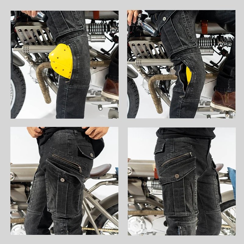 Moto Jeans Motorcycle Pants Protective Gear Trousers With Protect Gears Summer Anti Drop Riding Pants knee pad Multiple pockets
