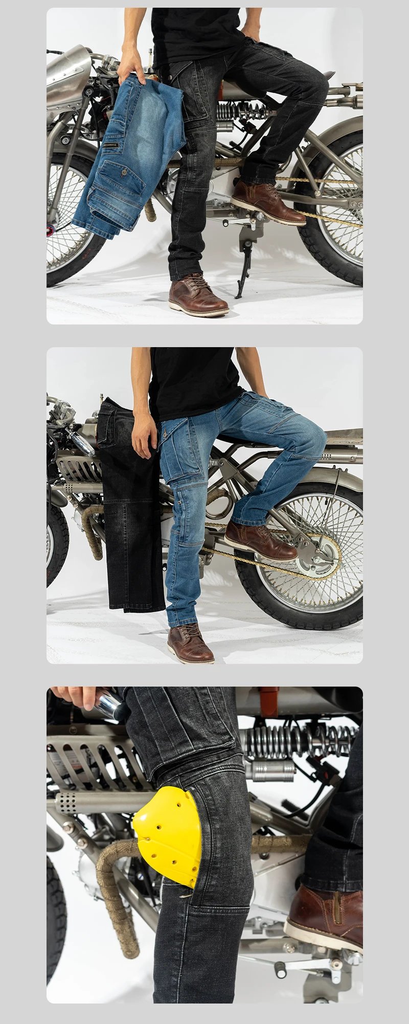 Moto Jeans Motorcycle Pants Protective Gear Trousers With Protect Gears Summer Anti Drop Riding Pants knee pad Multiple pockets