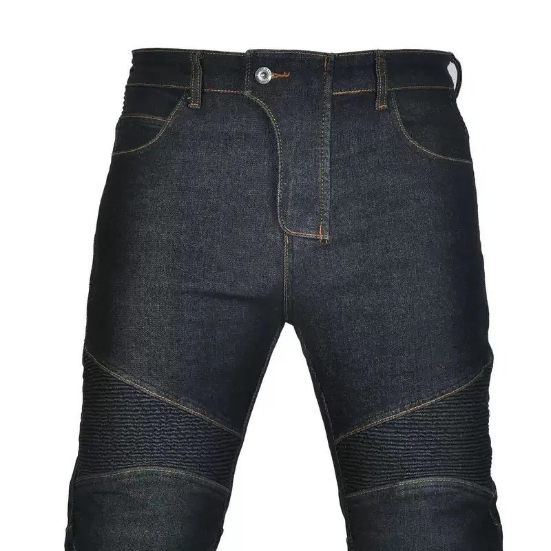 New Motorcycle Black Rider Racing Pants Men All Seasons Straight Elastic Denim Motorcycle Anti-fal Level 2 Gears Riding Jeans