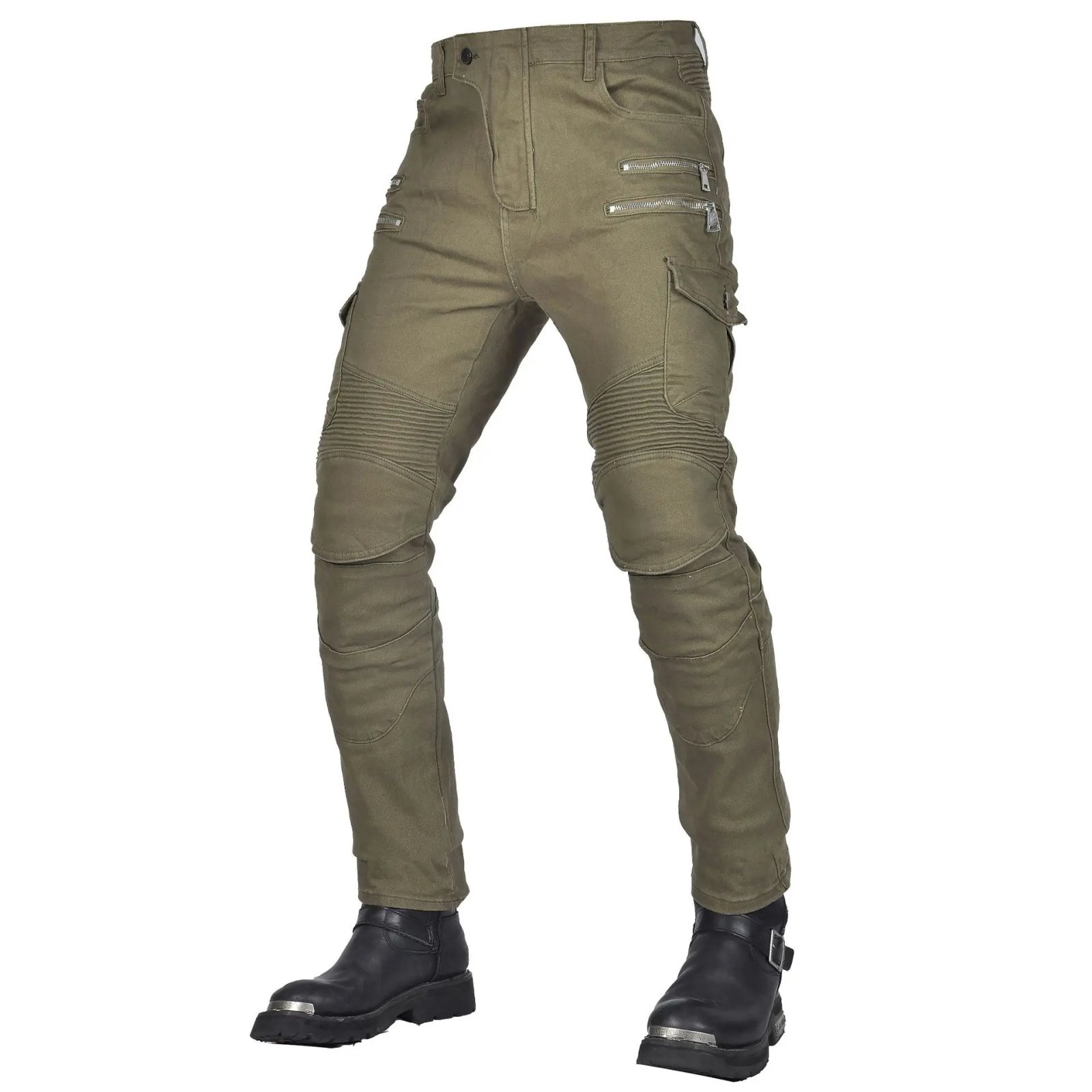 Four-Season Motorcycle Riding Pants Zipper Antifall Locomotive Motocross Racing Denim Jeans With CE Armoured Stretch Slim Fit
