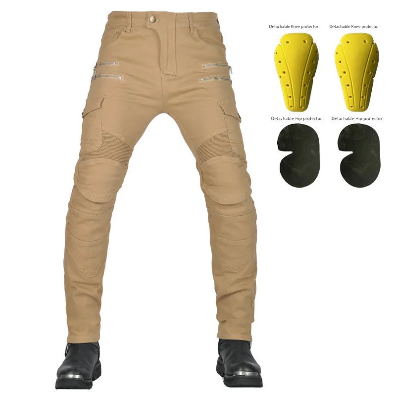 Four-Season Motorcycle Riding Pants Zipper Antifall Locomotive Motocross Racing Denim Jeans With CE Armoured Stretch Slim Fit