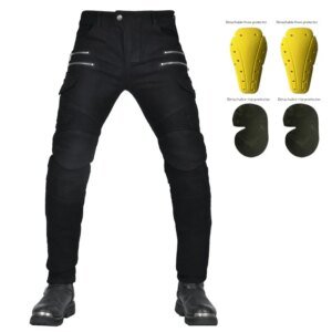 Four-Season Motorcycle Riding Pants Zipper Antifall Locomotive Motocross Racing Denim Jeans With CE Armoured Stretch Slim Fit