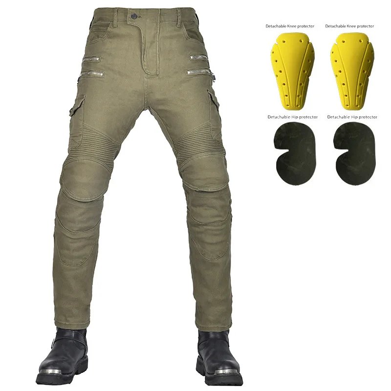 Four-Season Motorcycle Riding Pants Zipper Antifall Locomotive Motocross Racing Denim Jeans With CE Armoured Stretch Slim Fit