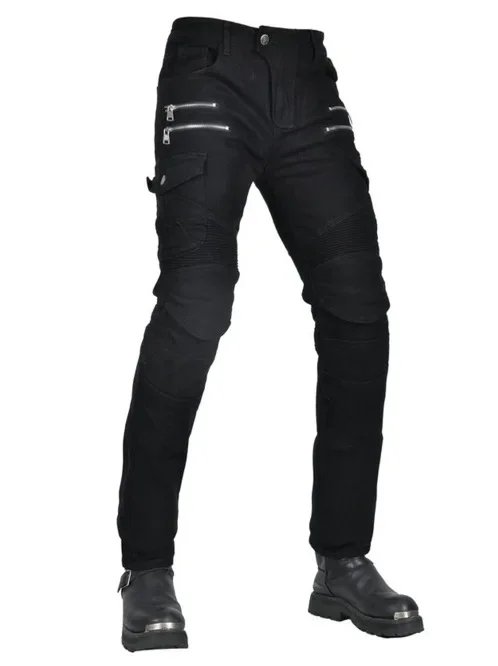 Four-Season Motorcycle Riding Pants Zipper Antifall Locomotive Motocross Racing Denim Jeans With CE Armoured Stretch Slim Fit