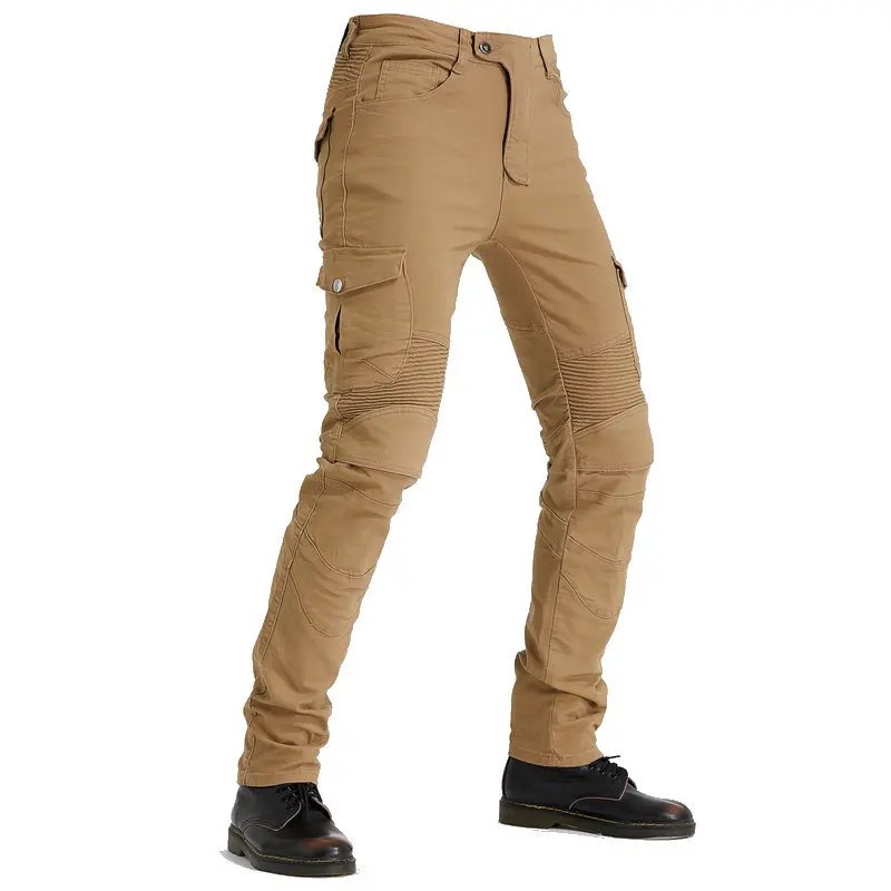 New Men's Khaki Motocross Equipment Traveling Armor CE Certification Jeans Stretch Racing Road Motorcycle Outdoor Cycling Pants