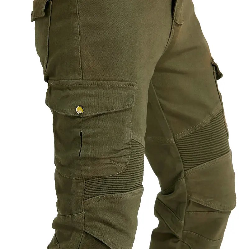 New Men's Khaki Motocross Equipment Traveling Armor CE Certification Jeans Stretch Racing Road Motorcycle Outdoor Cycling Pants