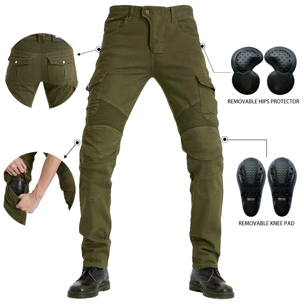 New Men's Khaki Motocross Equipment Traveling Armor CE Certification Jeans Stretch Racing Road Motorcycle Outdoor Cycling Pants