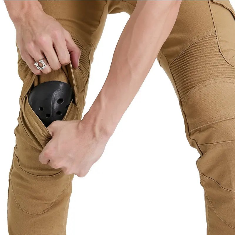 New Men's Khaki Motocross Equipment Traveling Armor CE Certification Jeans Stretch Racing Road Motorcycle Outdoor Cycling Pants