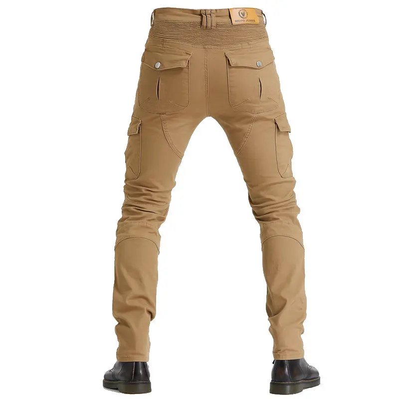 New Men's Khaki Motocross Equipment Traveling Armor CE Certification Jeans Stretch Racing Road Motorcycle Outdoor Cycling Pants