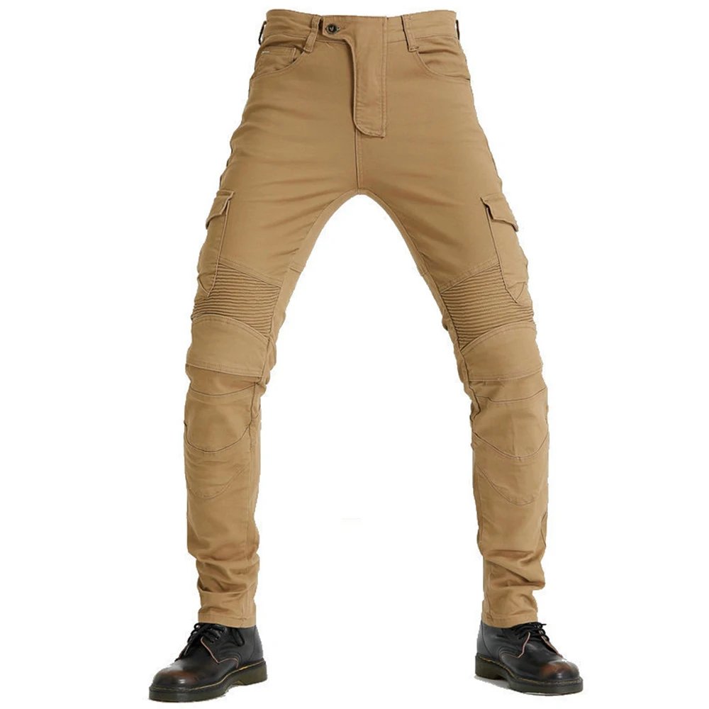 New Men's Khaki Motocross Equipment Traveling Armor CE Certification Jeans Stretch Racing Road Motorcycle Outdoor Cycling Pants