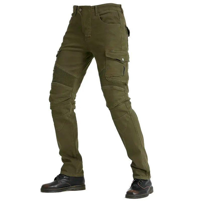 New Men's Khaki Motocross Equipment Traveling Armor CE Certification Jeans Stretch Racing Road Motorcycle Outdoor Cycling Pants