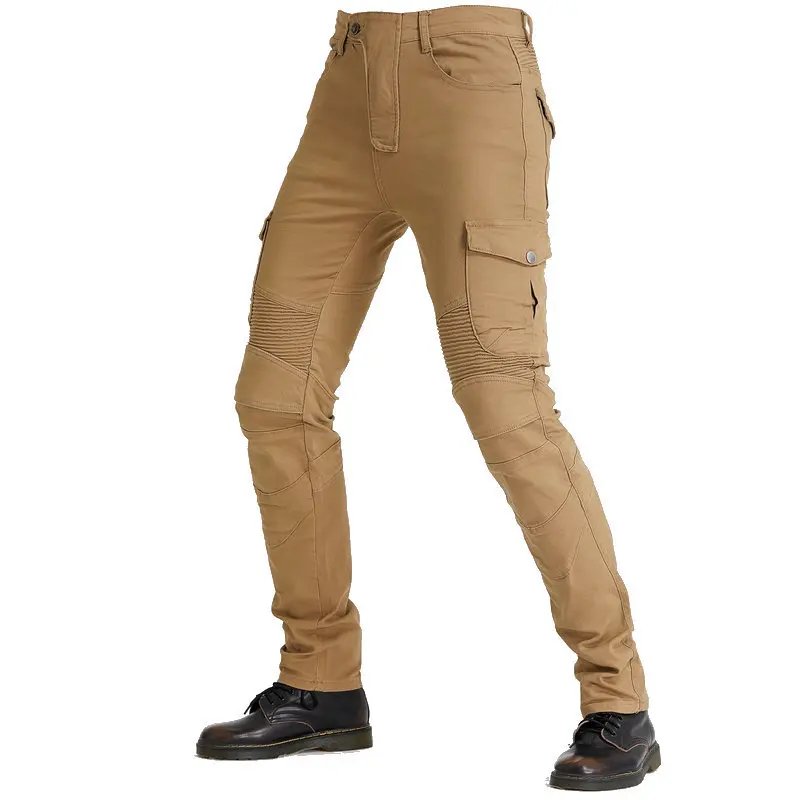 New Men's Khaki Motocross Equipment Traveling Armor CE Certification Jeans Stretch Racing Road Motorcycle Outdoor Cycling Pants