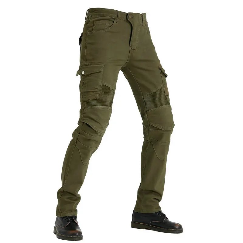 New Men's Khaki Motocross Equipment Traveling Armor CE Certification Jeans Stretch Racing Road Motorcycle Outdoor Cycling Pants