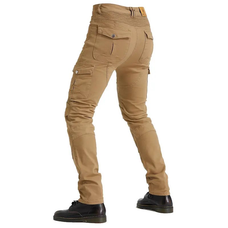 New Men's Khaki Motocross Equipment Traveling Armor CE Certification Jeans Stretch Racing Road Motorcycle Outdoor Cycling Pants