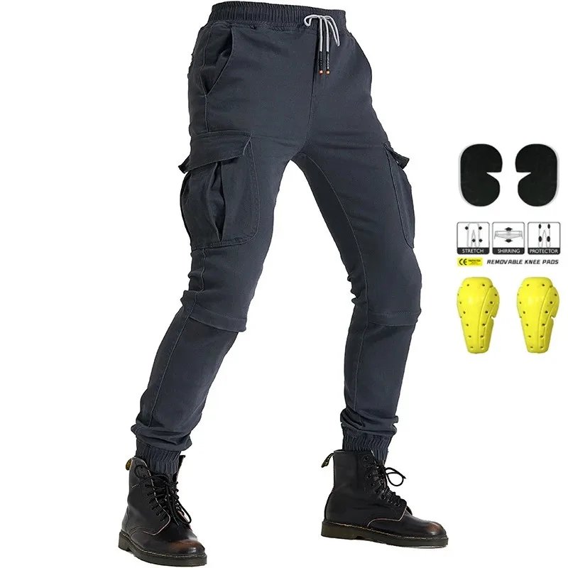 Unisex Multi-Pocket Motorcycle Cargo Pants CE Armor Anti-Fall Motorbike Trousers Men Women Travel Racing Riding Protective Gear