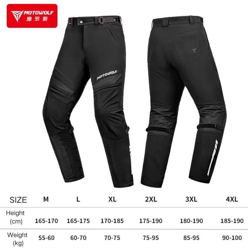 Motowolf Summer Motorcycle Riding Pants Certified Motorcycle Pants Breathable Mesh Anti Fall Four Season Reflective Strips Pants