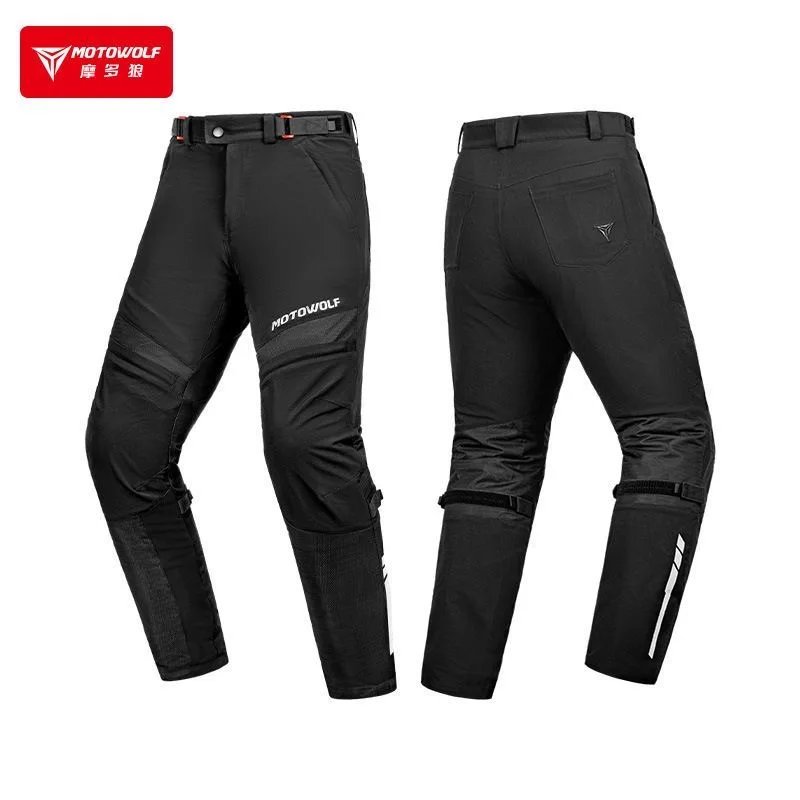 Motowolf Summer Motorcycle Riding Pants Certified Motorcycle Pants Breathable Mesh Anti Fall Four Season Reflective Strips Pants