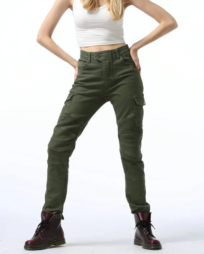 Adventure Motorcycle Riding Jeans Women Motocross Racing Pants With 4 X CE Armor Knee Hip Removable Protector