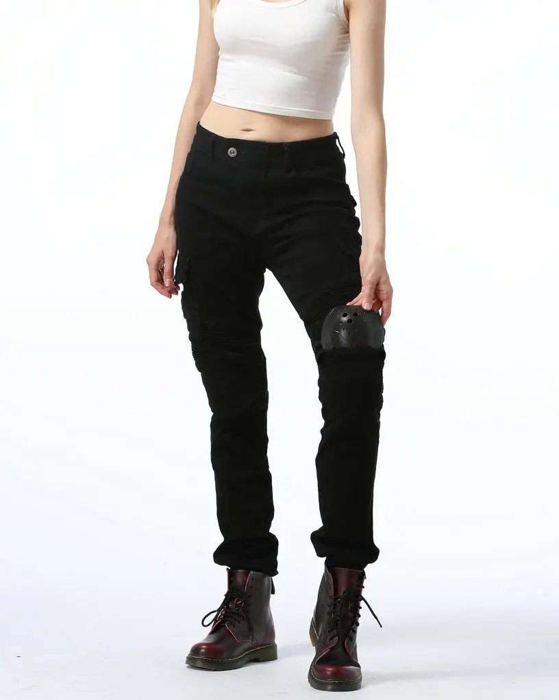 Adventure Motorcycle Riding Jeans Women Motocross Racing Pants With 4 X CE Armor Knee Hip Removable Protector