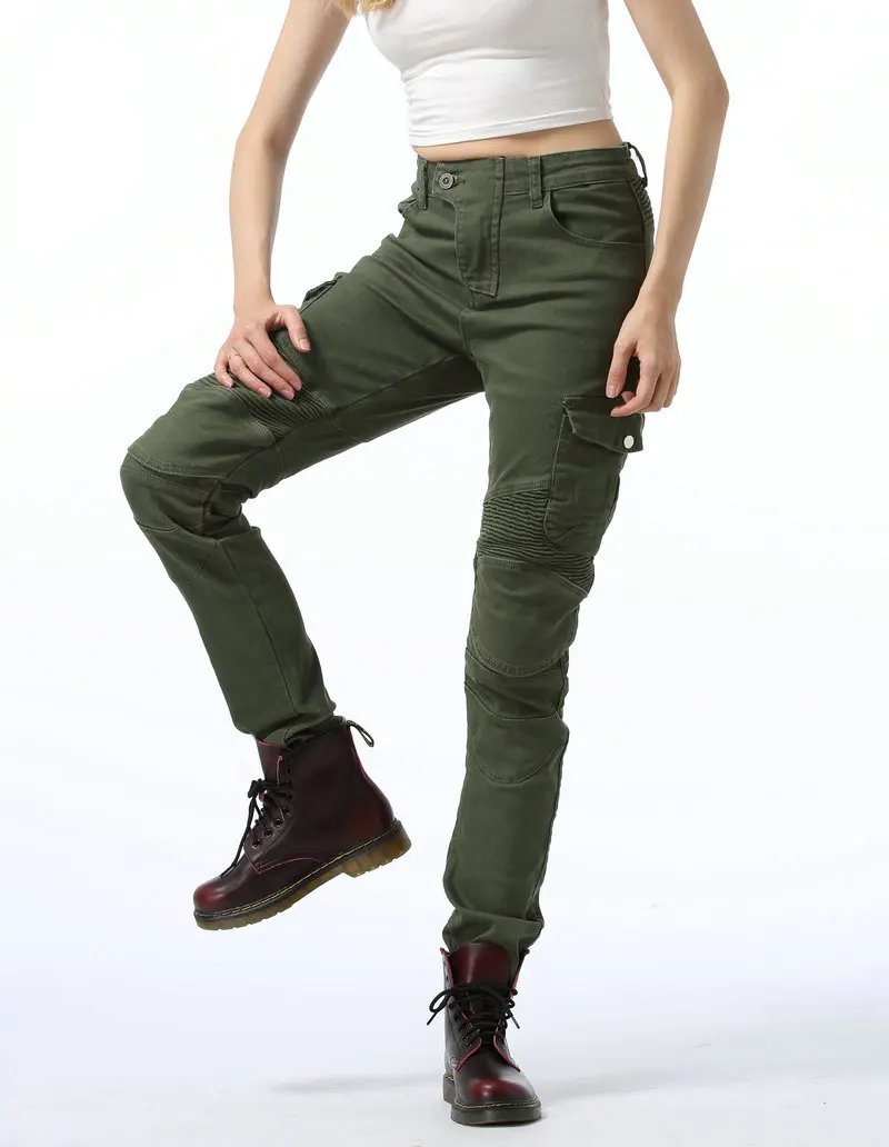 Adventure Motorcycle Riding Jeans Women Motocross Racing Pants With 4 X CE Armor Knee Hip Removable Protector