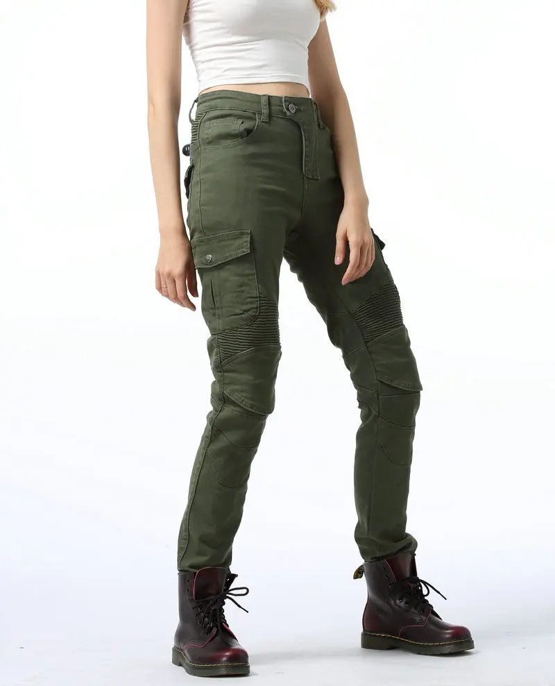 Adventure Motorcycle Riding Jeans Women Motocross Racing Pants With 4 X CE Armor Knee Hip Removable Protector