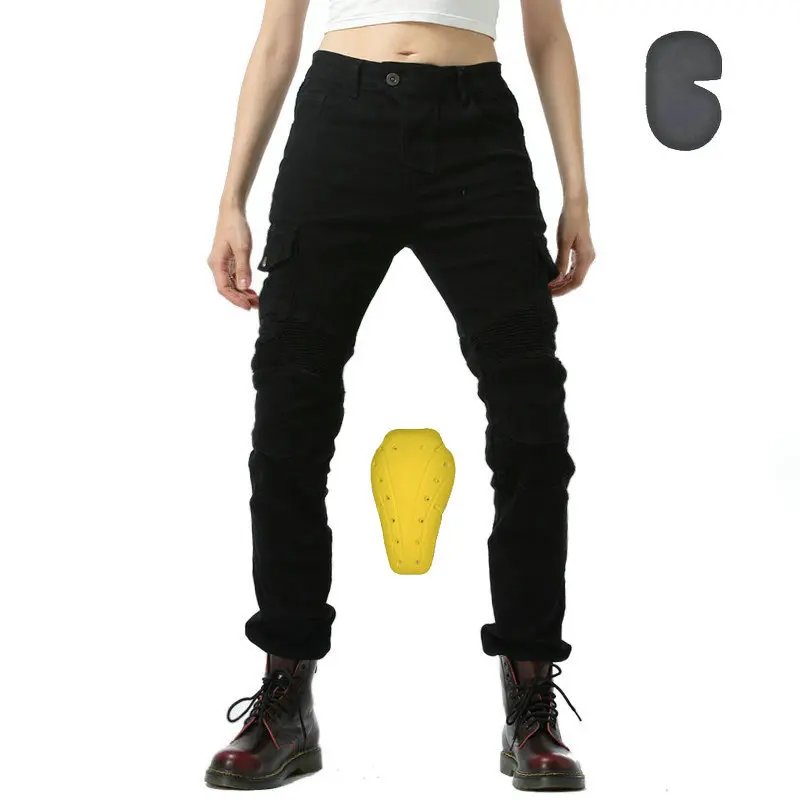 Adventure Motorcycle Riding Jeans Women Motocross Racing Pants With 4 X CE Armor Knee Hip Removable Protector