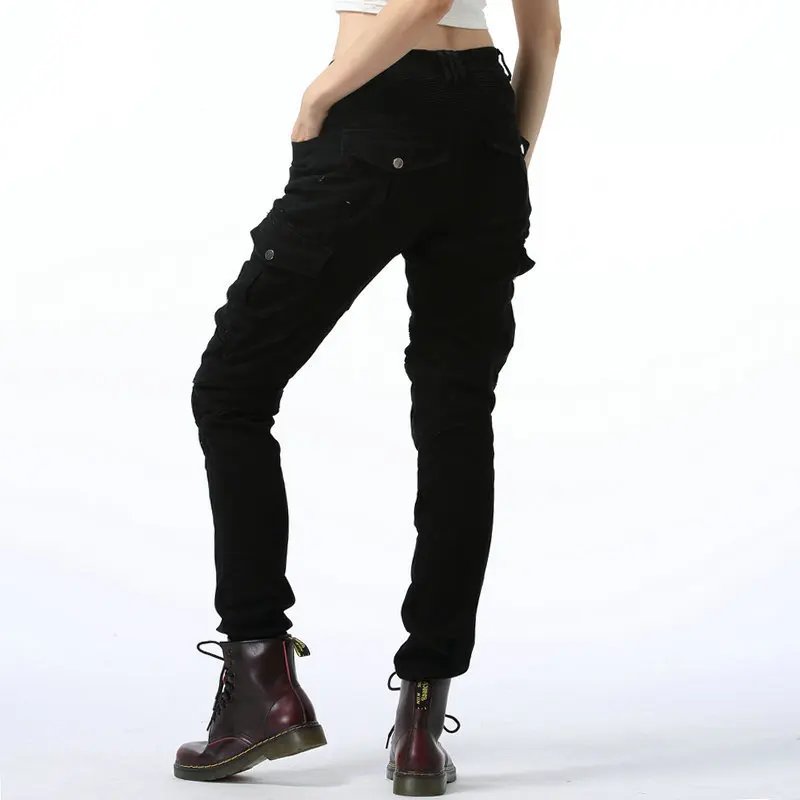 Adventure Motorcycle Riding Jeans Women Motocross Racing Pants With 4 X CE Armor Knee Hip Removable Protector