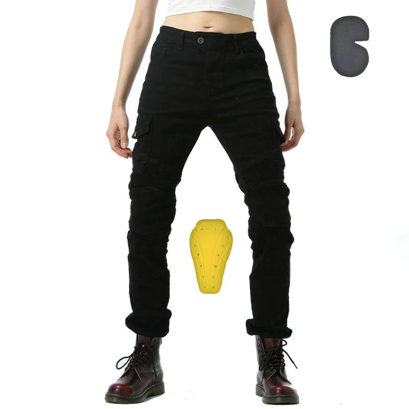 Adventure Motorcycle Riding Jeans Women Motocross Racing Pants With 4 X CE Armor Knee Hip Removable Protector