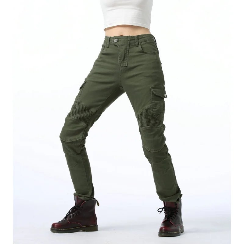 Adventure Motorcycle Riding Jeans Women Motocross Racing Pants With 4 X CE Armor Knee Hip Removable Protector