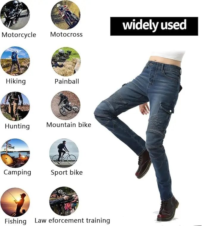 Adventure Motorcycle Riding Jeans Women Motocross Racing Pants With 4 X CE Armor Knee Hip Removable Protector