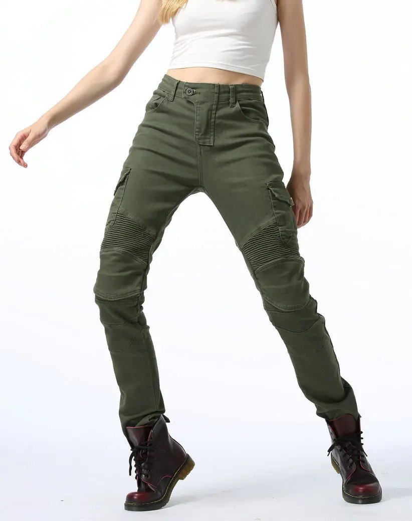 Adventure Motorcycle Riding Jeans Women Motocross Racing Pants With 4 X CE Armor Knee Hip Removable Protector