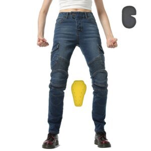 Adventure Motorcycle Riding Jeans Women Motocross Racing Pants With 4 X CE Armor Knee Hip Removable Protector