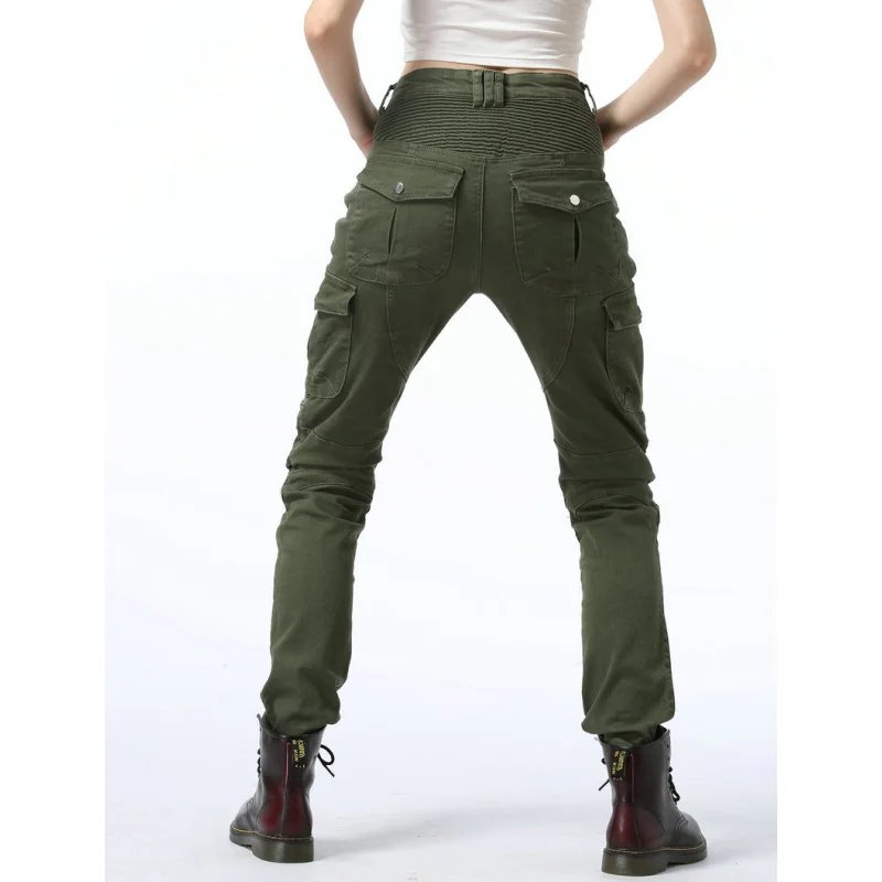 Adventure Motorcycle Riding Jeans Women Motocross Racing Pants With 4 X CE Armor Knee Hip Removable Protector