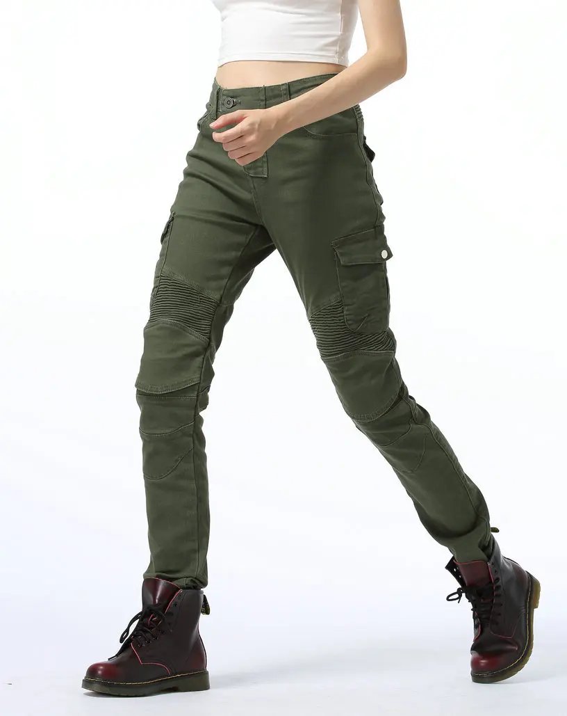 Adventure Motorcycle Riding Jeans Women Motocross Racing Pants With 4 X CE Armor Knee Hip Removable Protector