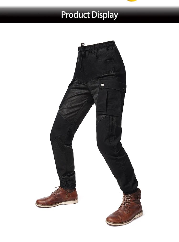New Summer Men Women Motorcycle Riding Cargo Pants, Breathable Mesh Outdoor Motorbike Anti-fall Pants with Protective Gear