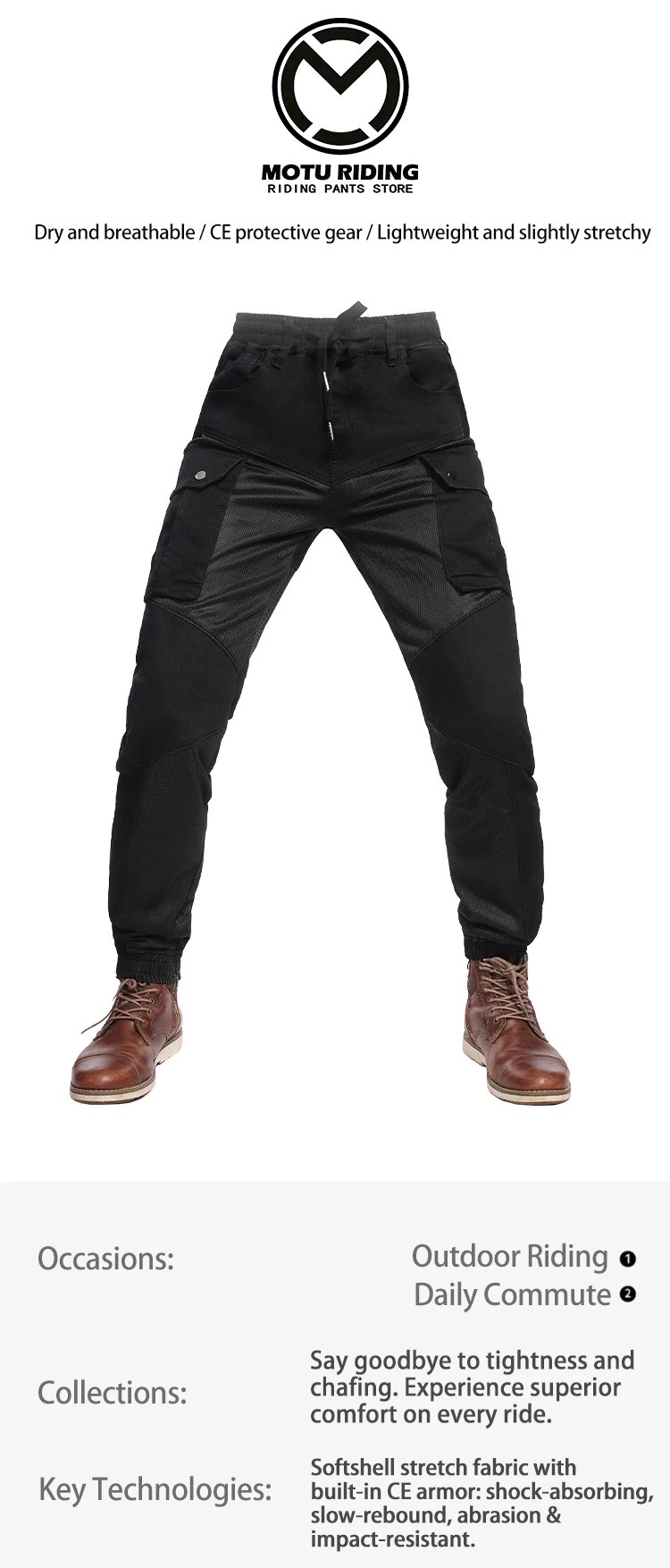 New Summer Men Women Motorcycle Riding Cargo Pants, Breathable Mesh Outdoor Motorbike Anti-fall Pants with Protective Gear