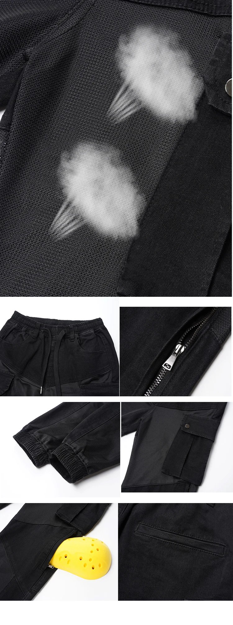 New Summer Men Women Motorcycle Riding Cargo Pants, Breathable Mesh Outdoor Motorbike Anti-fall Pants with Protective Gear