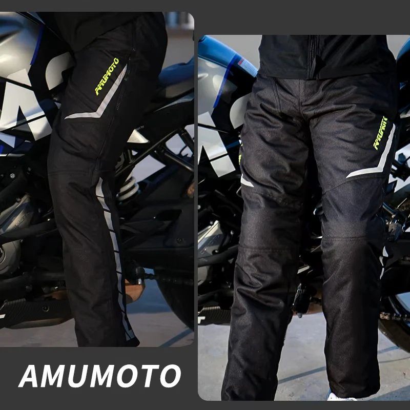 AMU Motorcycle Quick-Release Pants Winter Warm Motorbike Pants Men Women Windproof Anti-fall Motocross Quick Take Off Trousers