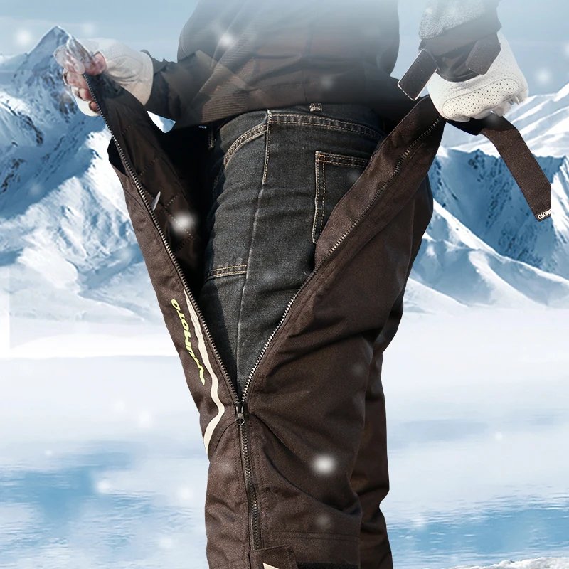 AMU Motorcycle Quick-Release Pants Winter Warm Motorbike Pants Men Women Windproof Anti-fall Motocross Quick Take Off Trousers