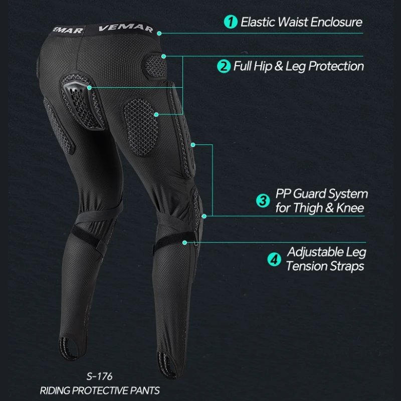 Summer Protective Motorcycle Pants Men - Armored Trousers Pants with Hip Knee Guards for Motocross, Sports Bike Riding Gear