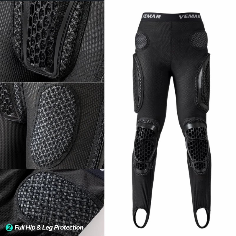 Summer Protective Motorcycle Pants Men - Armored Trousers Pants with Hip Knee Guards for Motocross, Sports Bike Riding Gear