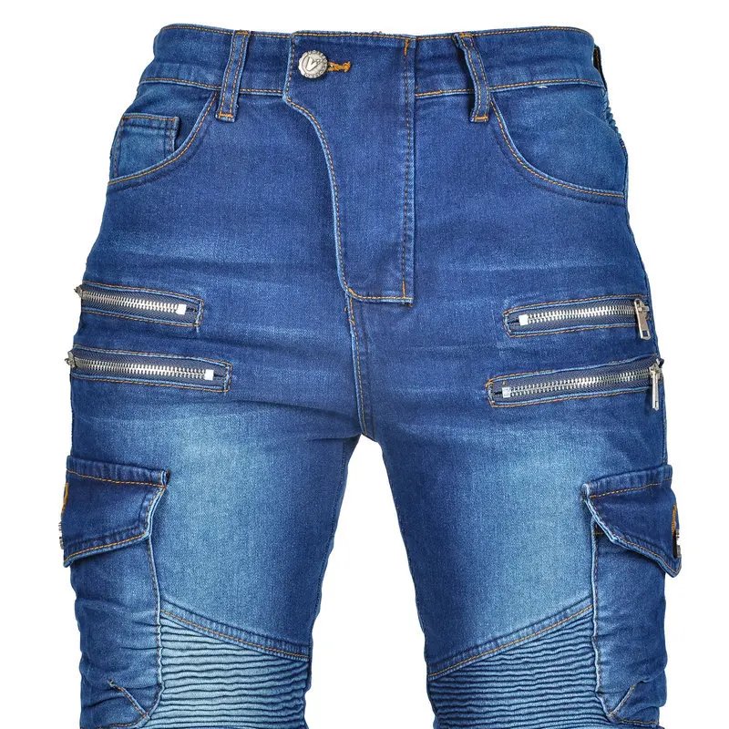 New Double Zipper Metal Style Motocross Moto Trousers Men For Woman Outdoor Riding Jeans With Protective Gear Motorcycle Pants